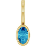 14K Yellow Gold Natural Blue Zircon Solitaire Charm/Pendant
