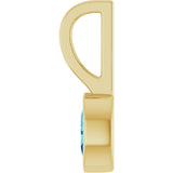 14K Yellow Gold Natural Blue Zircon Solitaire Charm/Pendant