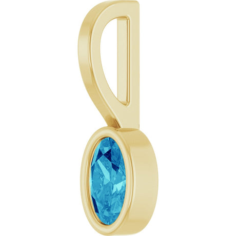 14K Yellow Gold Natural Blue Zircon Solitaire Charm/Pendant