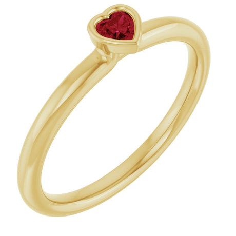 14K Yellow Gold Lab-Grown Ruby Stackable Ring