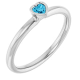 Sterling Silver Natural Aquamarine Stackable Ring