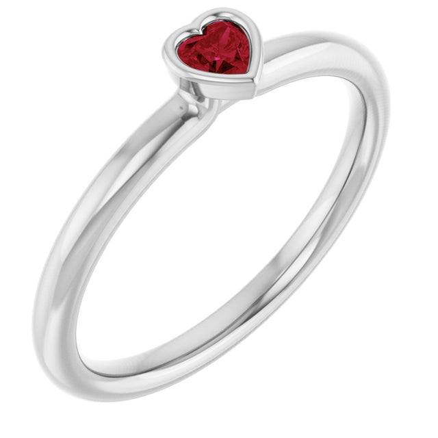 Sterling Silver Lab-Grown Ruby Stackable Ring