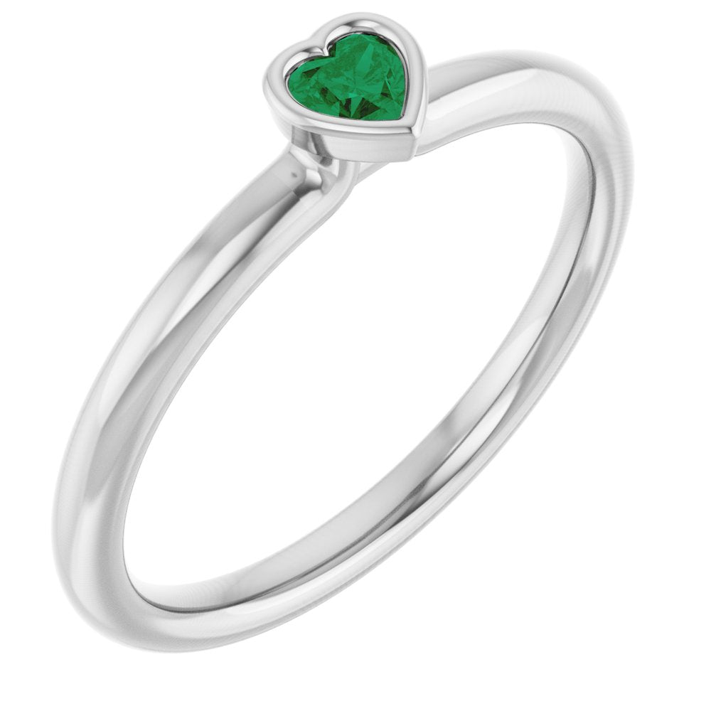 Sterling Silver Lab-Grown Emerald Stackable Ring