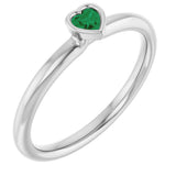 Sterling Silver Lab-Grown Emerald Stackable Ring