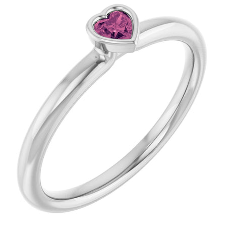 Sterling Silver Natural Pink Tourmaline Stackable Ring