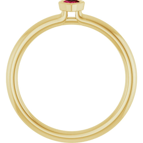 14K Yellow Gold Lab-Grown Ruby Stackable Ring
