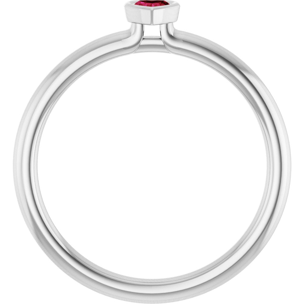 Sterling Silver Lab-Grown Ruby Stackable Ring