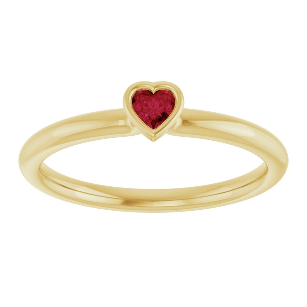 14K Yellow Gold Lab-Grown Ruby Stackable Ring
