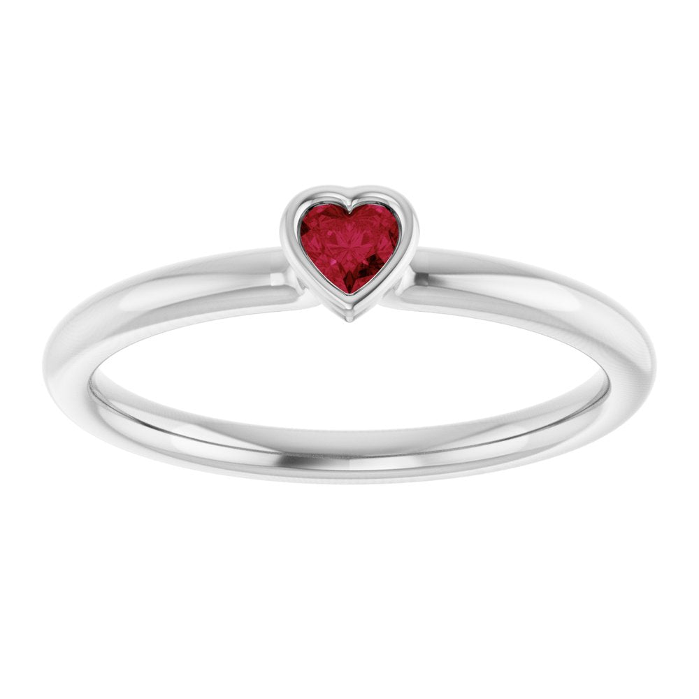 Sterling Silver Lab-Grown Ruby Stackable Ring