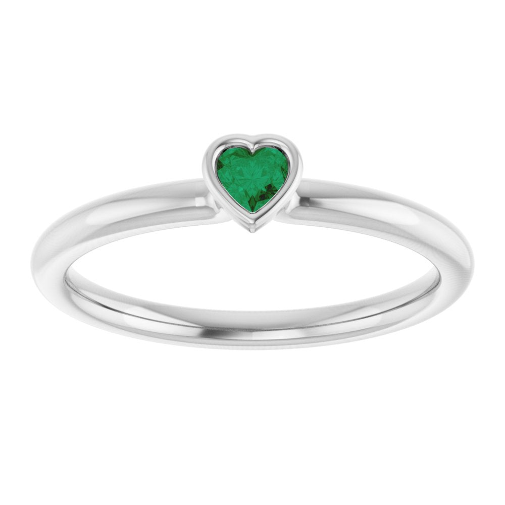 Sterling Silver Lab-Grown Emerald Stackable Ring