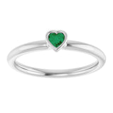 Sterling Silver Lab-Grown Emerald Stackable Ring