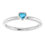 Sterling Silver Natural Aquamarine Stackable Ring