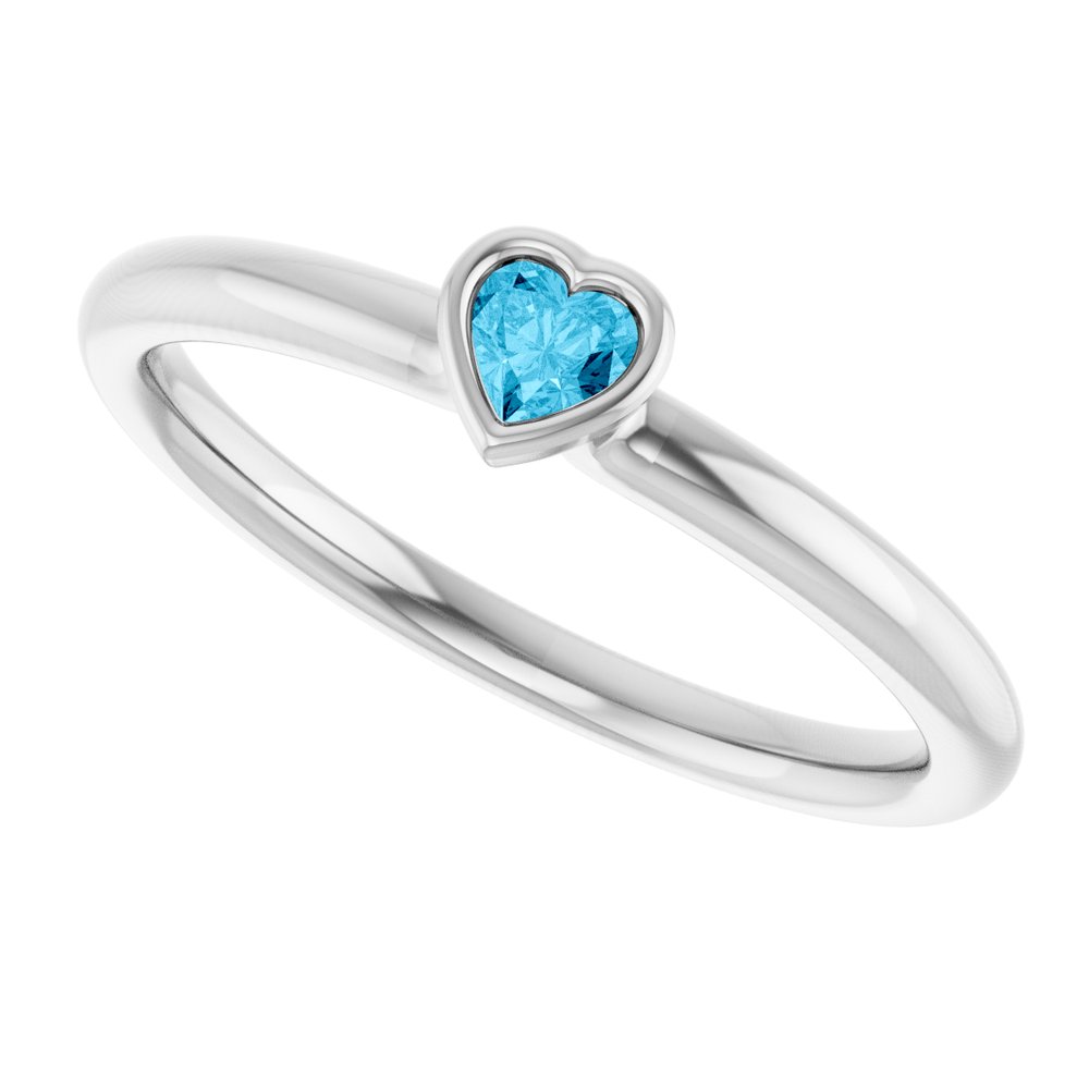 Sterling Silver Natural Aquamarine Stackable Ring