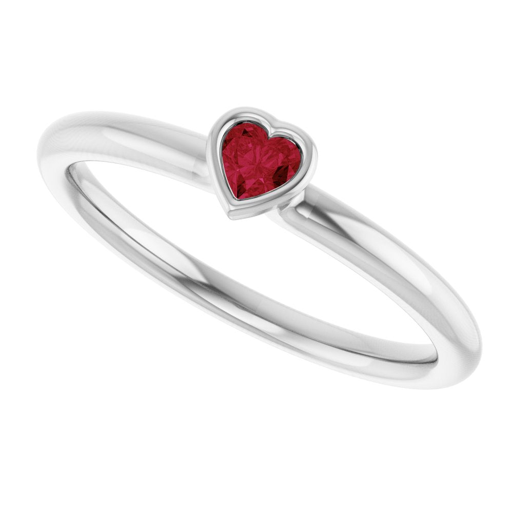 Sterling Silver Lab-Grown Ruby Stackable Ring