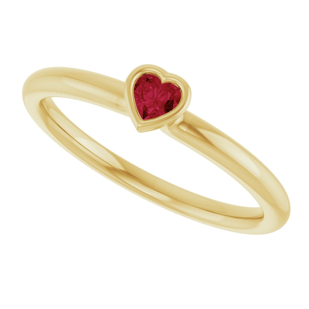 14K Yellow Gold Lab-Grown Ruby Stackable Ring