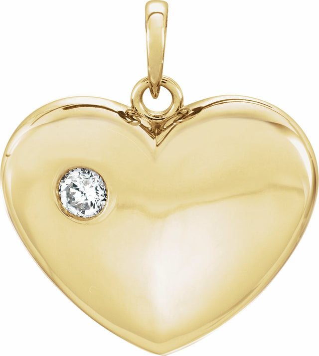 14K Yellow Gold 1/6 CT Natural Diamond Heart Pendant