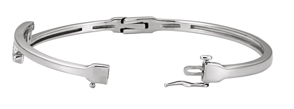 14K White 5/8 CTW Natural Diamond Bangle 6 1/2" Bracelet