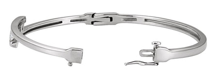 14K White 5/8 CTW Natural Diamond Bangle 6 1/2" Bracelet