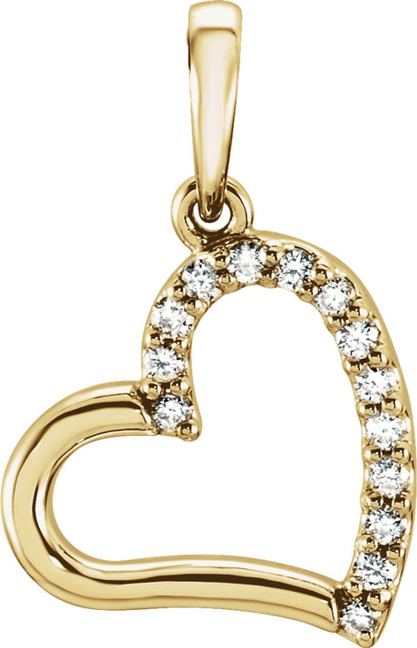 14K Yellow .07 CTW Natural Diamond Heart Pendant