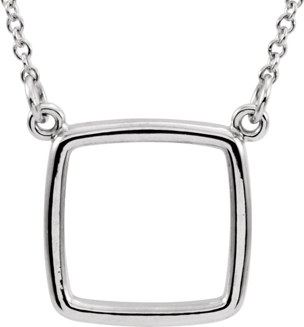 14K White Square 16" Necklace