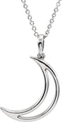 14K White 25.7x4.7 mm Crescent Moon 16" Necklace