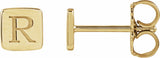 14K Yellow Gold 5 mm Engravable Geometric Stud Earrings