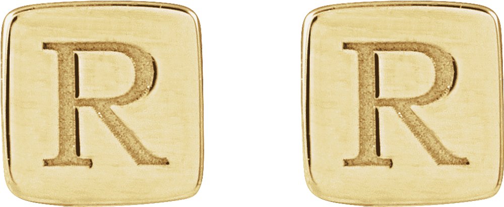 14K Yellow Gold 5 mm Engravable Geometric Stud Earrings