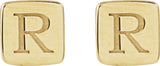 14K Yellow Gold 5 mm Engravable Geometric Stud Earrings