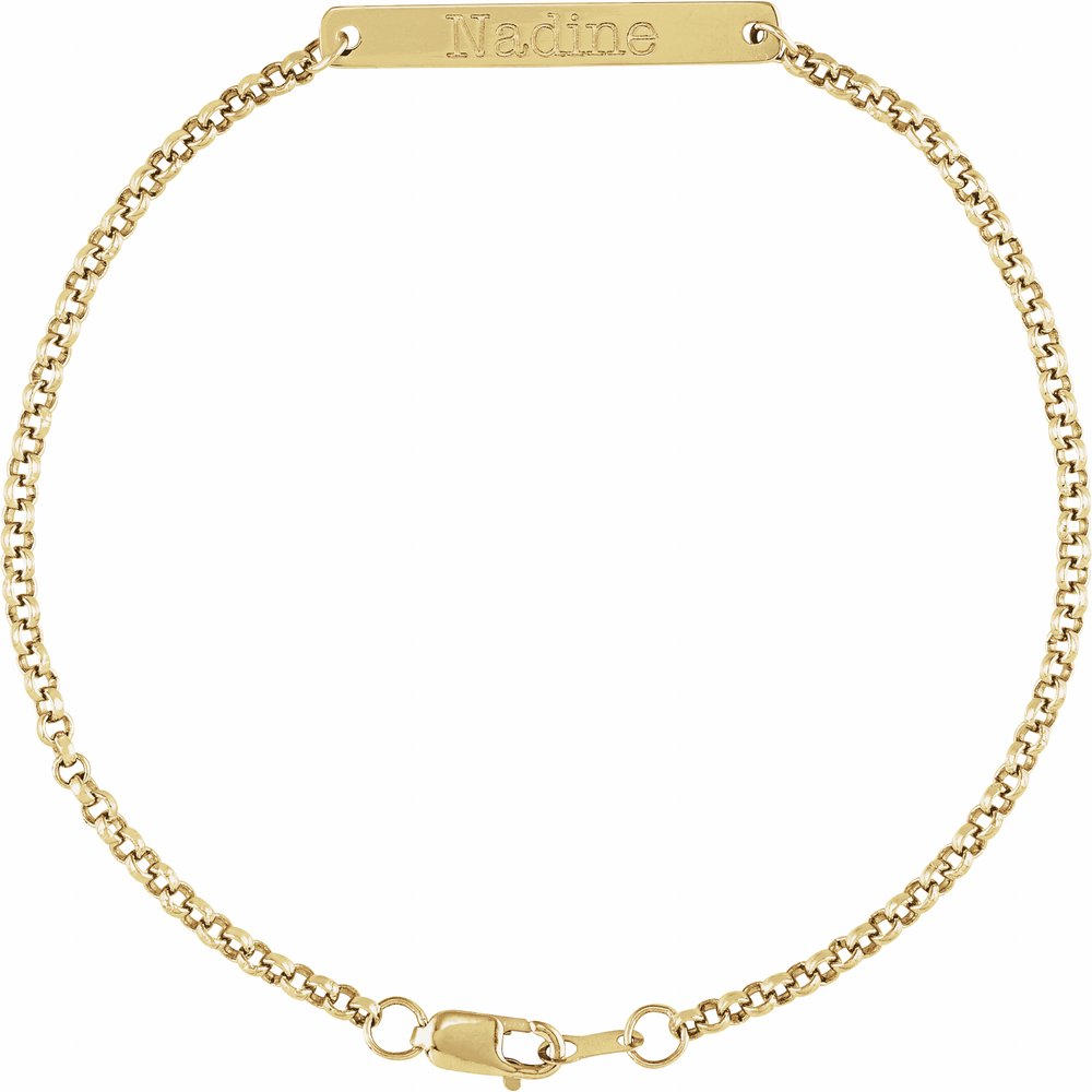 14K Yellow Gold Engravable Link 7" Bracelet