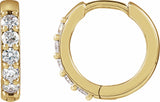 14K Yellow Gold 1/4 CTW Natural Diamond Hinged 12.5 mm Hoop Earrings