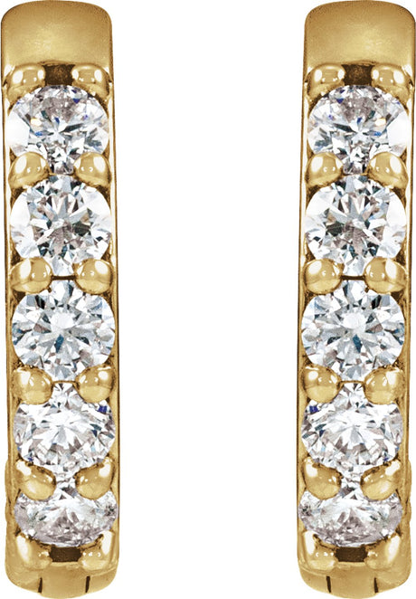 14K Yellow Gold 1/4 CTW Lab-Grown Diamond Hinged 12.5 mm Hoop Earrings