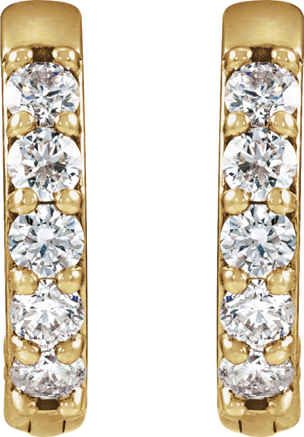 14K Yellow Gold 1/4 CTW Lab-Grown Diamond Hinged 12.5 mm Hoop Earrings