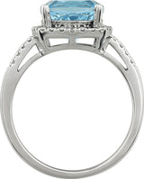 14K White Natural Sky Blue Topaz & .03 CTW Natural Diamond Ring