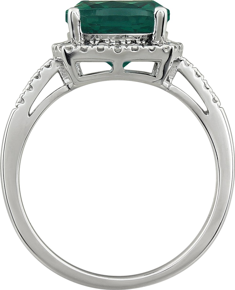 14K White Lab-Grown Emerald & .03 CTW Natural Diamond Ring