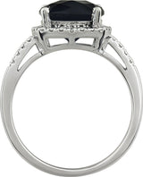 14K White Natural Black Onyx & .03 CTW Natural Diamond Ring