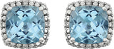 14K White Natural Sky Blue Topaz & .06 CTW Natural Diamond Earrings