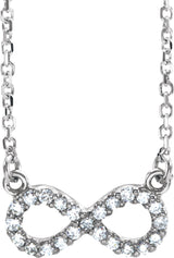 14K White 1/10 CTW Natural Diamond Infinity 16 1/2" Necklace 