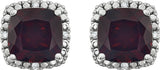 14K White Natural Mozambique Garnet & .06 CTW Natural Diamond Earrings