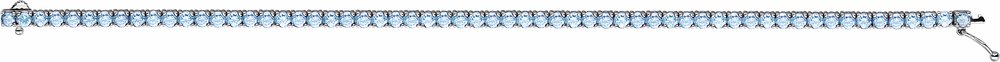 14K White Gold Natural Aquamarine Line 7.25" Bracelet