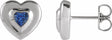 14K White Gold 4 mm Heart Natural Blue Sapphire Stud Earrings