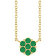 14K Yellow Gold Lab-Grown Emerald Cluster 18" Necklace