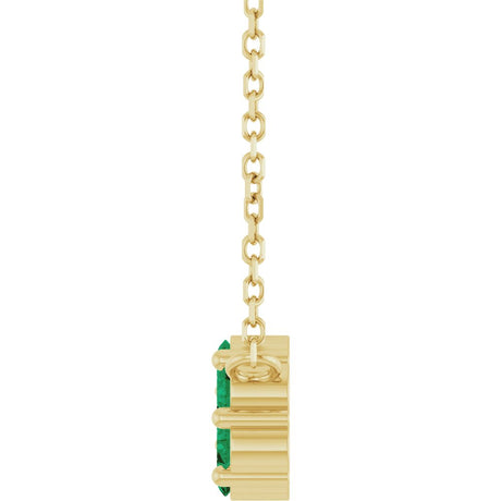 14K Yellow Gold Lab-Grown Emerald Cluster 18" Necklace