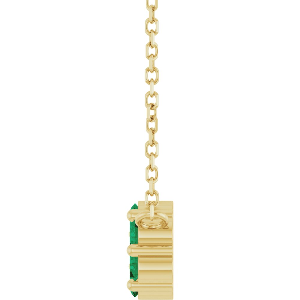 14K Yellow Gold Lab-Grown Emerald Cluster 18" Necklace