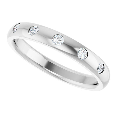 14K White Gold .02 CTW Natural Diamond Anniversary Band Size 7