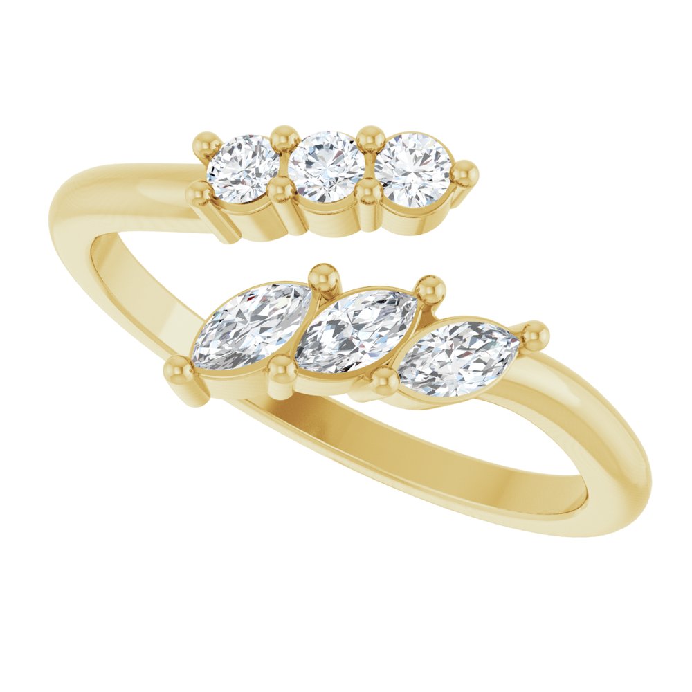 14K Yellow Gold 1/3 CTW Natural Diamond Bypass Ring