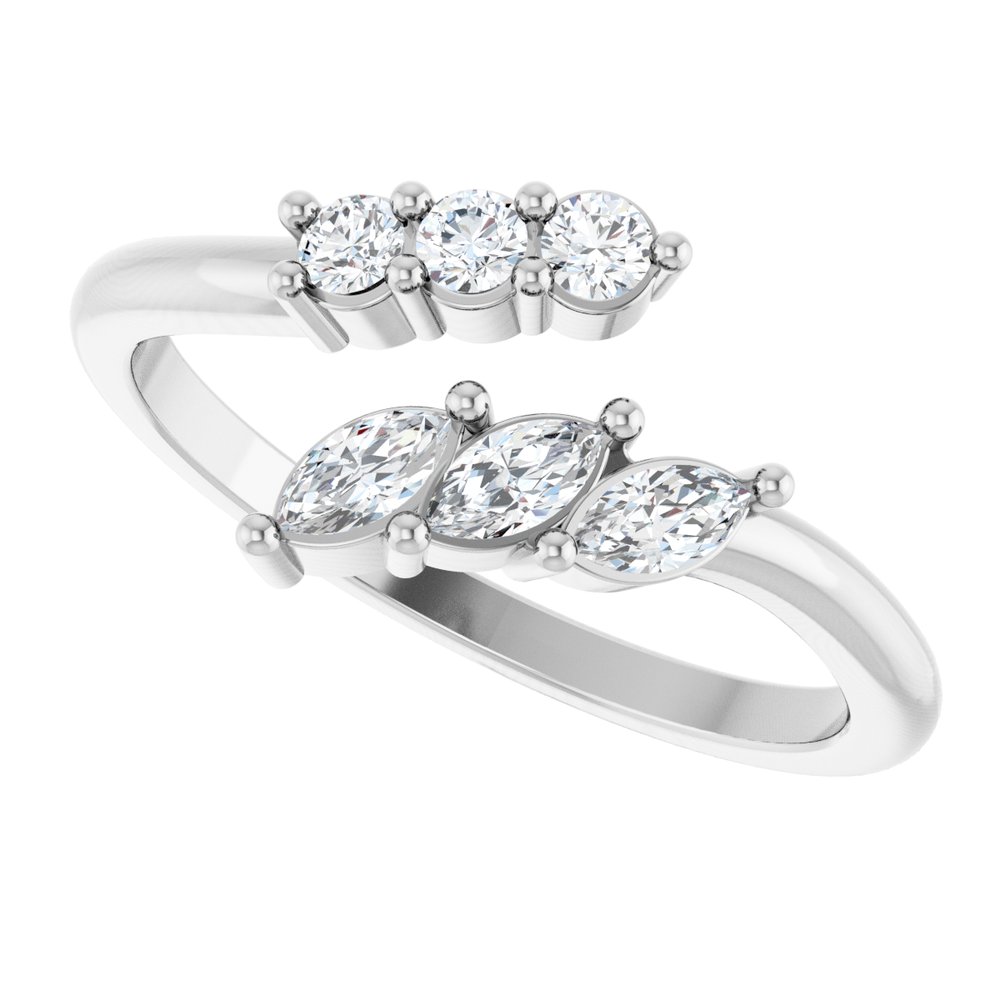 14K White Gold 1/3 CTW Lab-Grown Diamond Bypass Ring