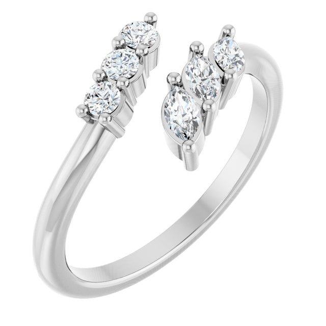 14K White Gold 1/3 CTW Lab-Grown Diamond Bypass Ring