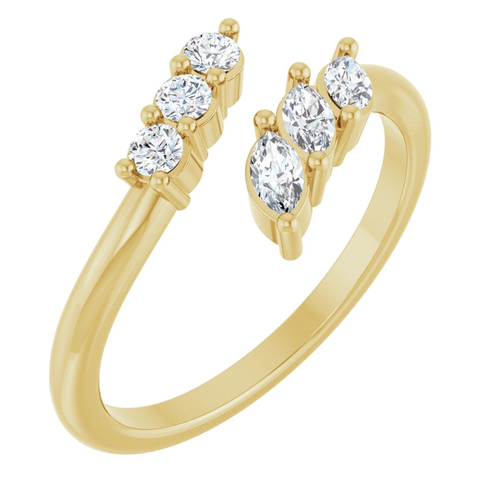 14K Yellow Gold 1/3 CTW Natural Diamond Bypass Ring