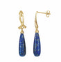 14K Yellow Natural Lapis Earrings