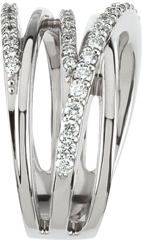 14K White 1/2 CTW Natural Diamond Criss Cross Ring